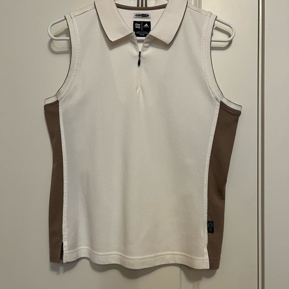 Adidas Cream and Tan Golf Shirt size M - Picture 2 of 8